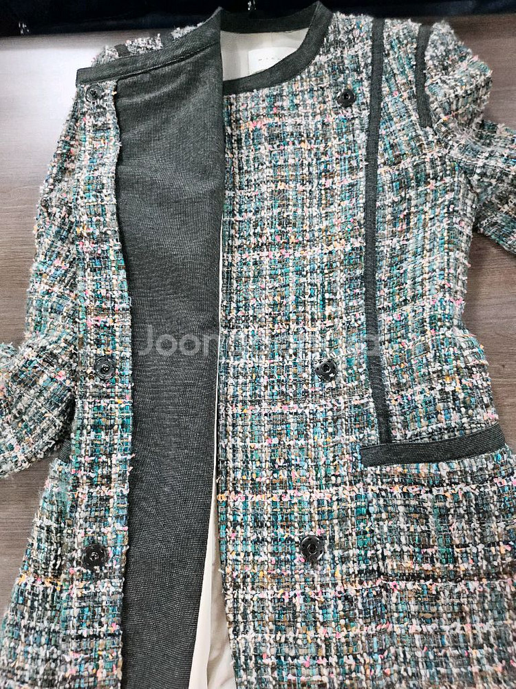 미샤 트위드 롱 자켓 코트 스타일 85--4