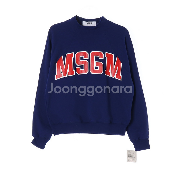 [XS]MSGM엠에스지엠 로고 프린팅 네이비 기모 맨투--0
