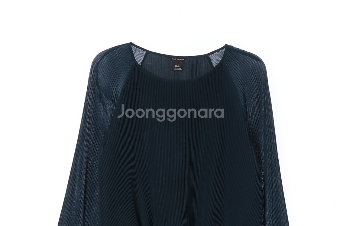 [XS]클럽모나코 딥그린 플리츠 긴팔 블라우스--1