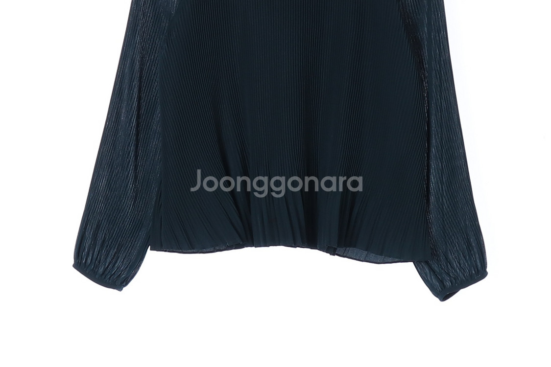 [XS]클럽모나코 딥그린 플리츠 긴팔 블라우스--2