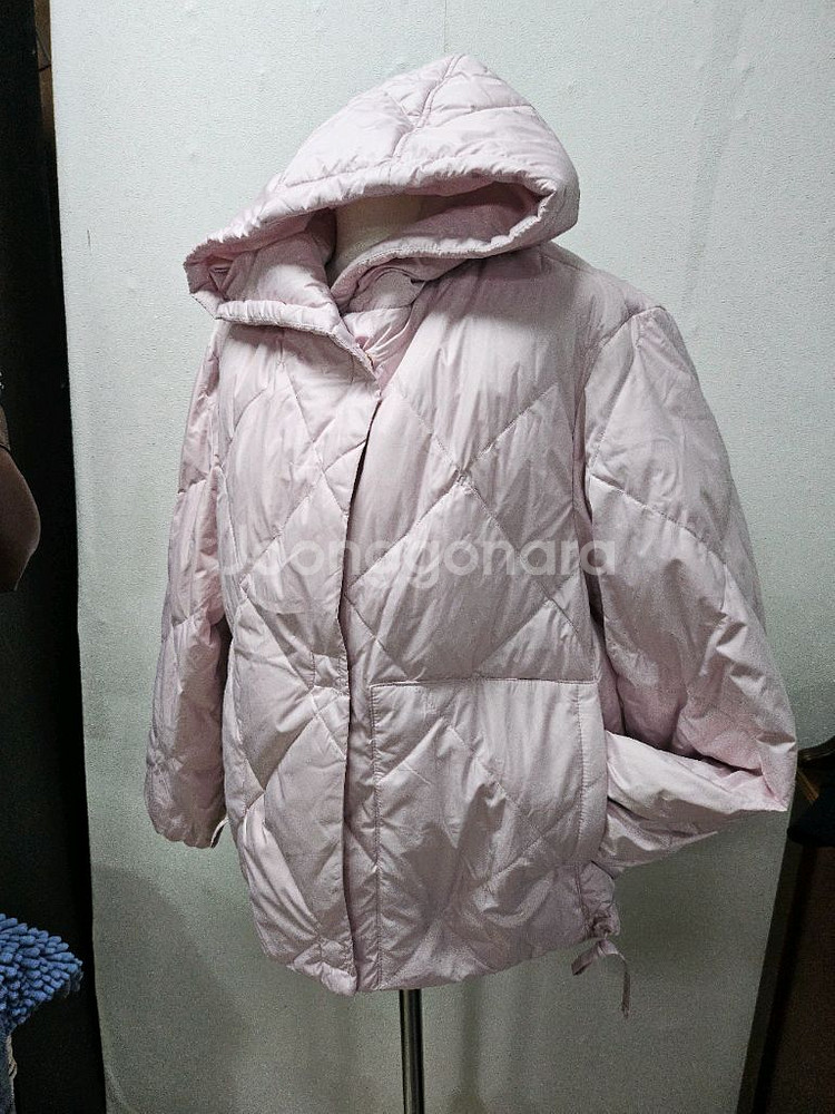 Lapiaf 핑크 다이아 퀼팅 후드 다운 패딩 55--0