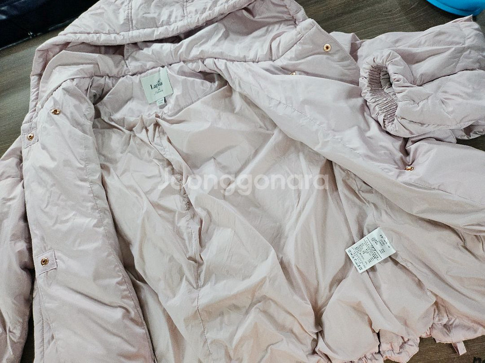 Lapiaf 핑크 다이아 퀼팅 후드 다운 패딩 55--3