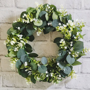 새상품)대형 유칼립투스 안개조화 리스 인테리어소품