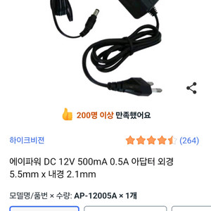 미개봉) 12V 어댑터.