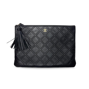 샤넬 더블 스티치 테슬 클러치 라지