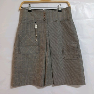 (새상품급,36,28,M)럭키슈에뜨 체크치마 그레이