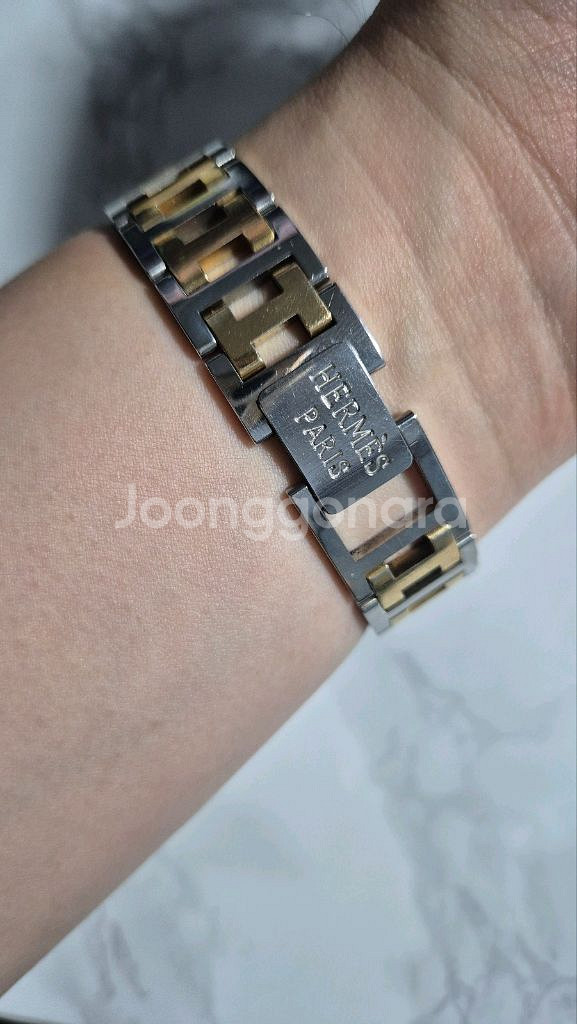 정품 에르메스 클리퍼 콤비 남녀공용 명품시계--4