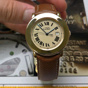 레어] 빈티지 까르띠에 머스트드 원형 요구르트판 블루핸