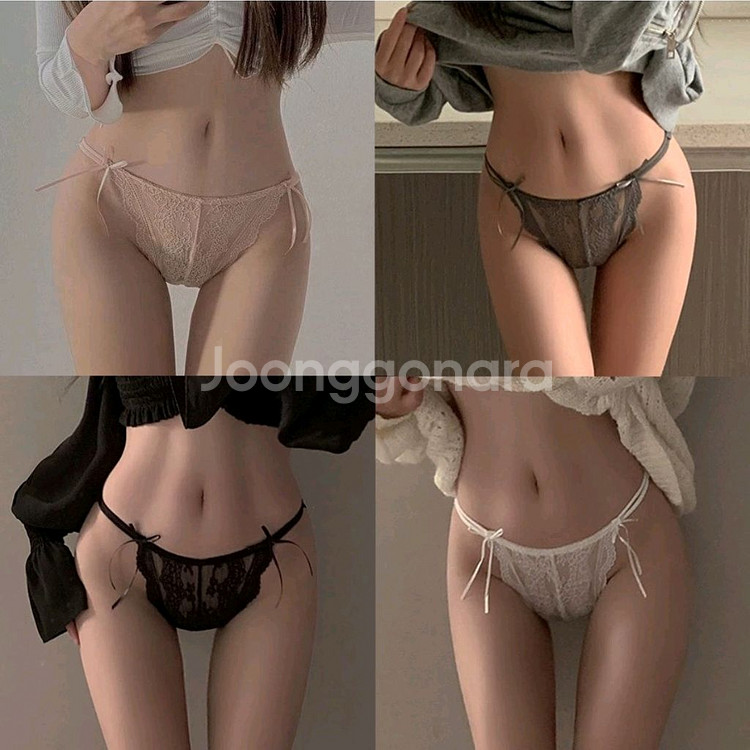 여성 팬티 흰색 레이스 끈팬티--1