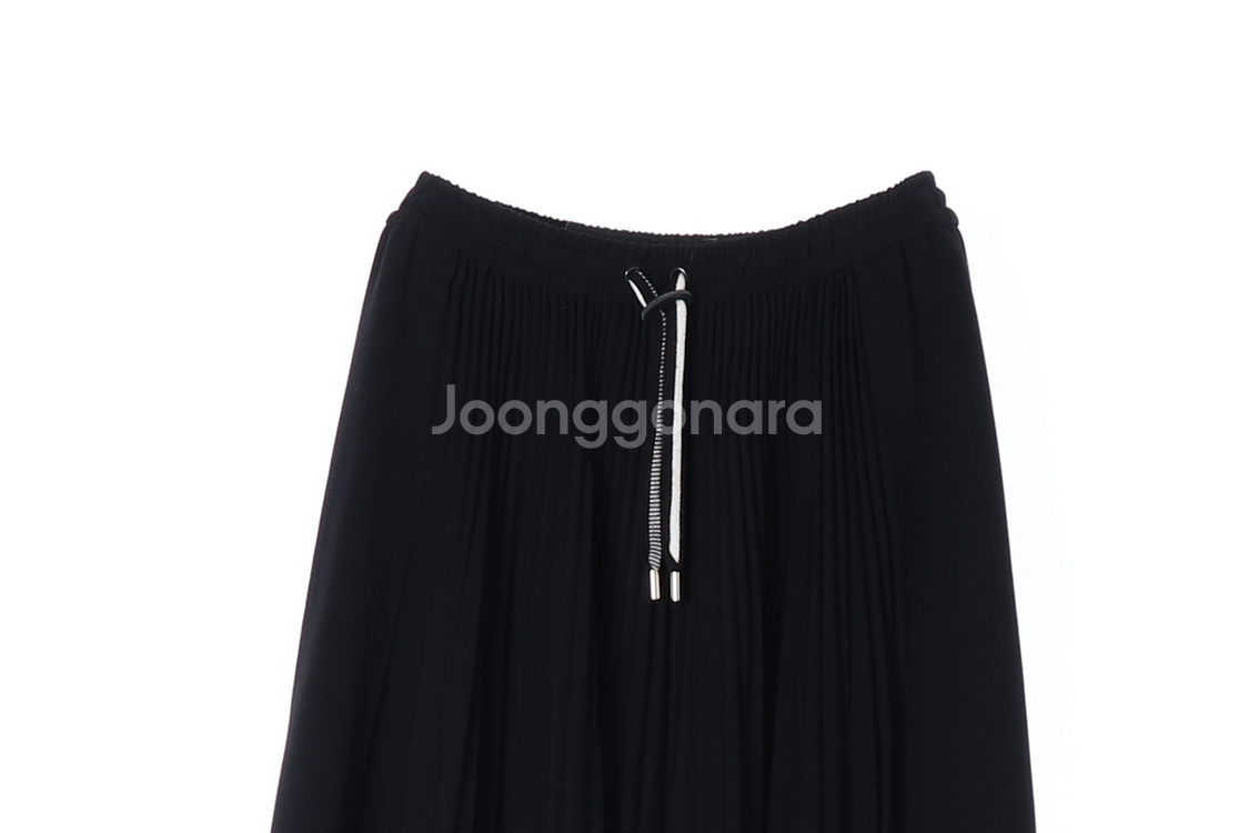 [S]지컷 블랙 밴딩 롱 플리츠스커트 치마--1