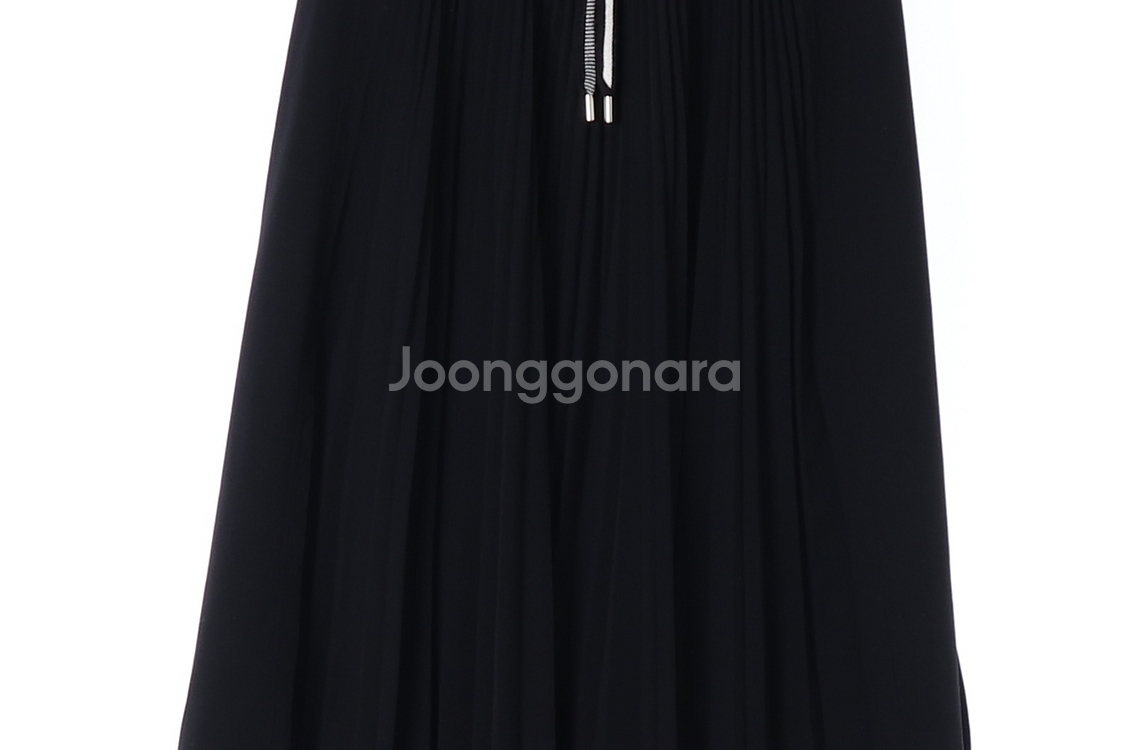 [S]지컷 블랙 밴딩 롱 플리츠스커트 치마--2