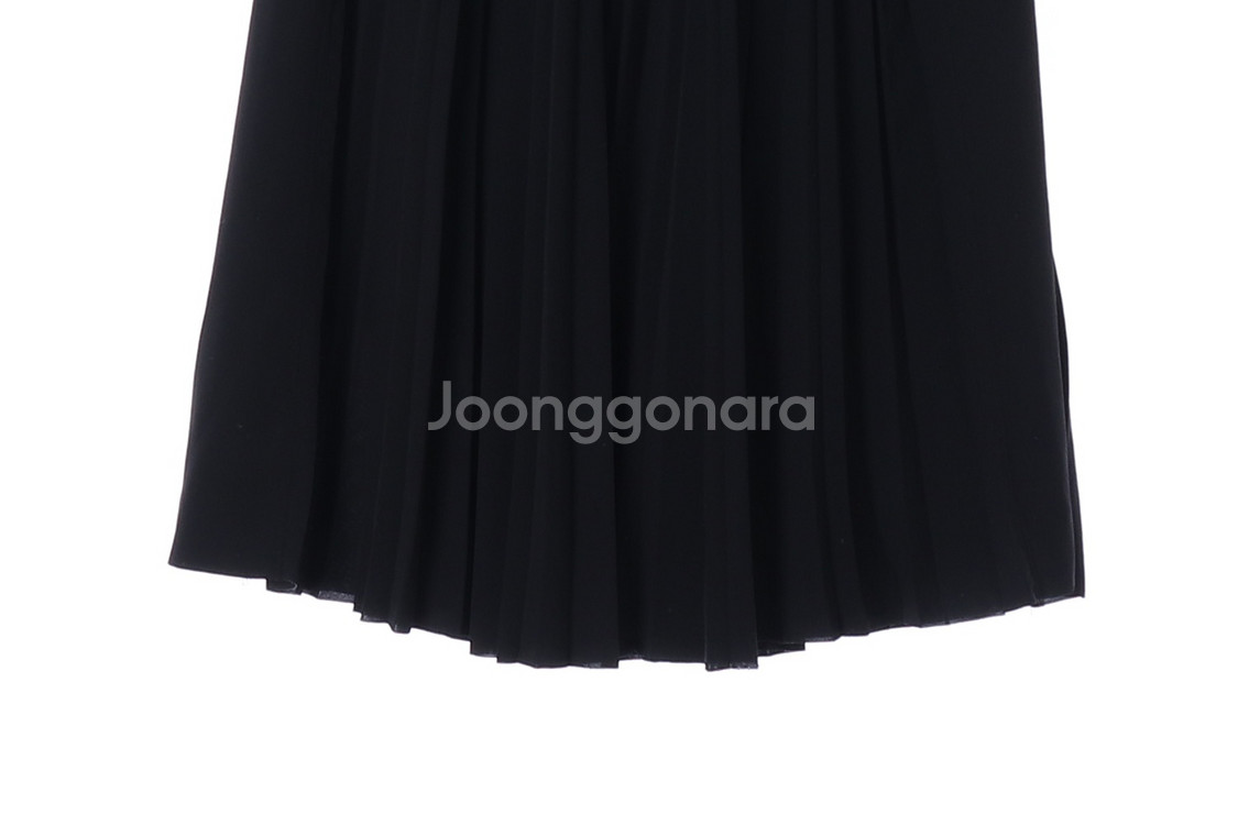 [S]지컷 블랙 밴딩 롱 플리츠스커트 치마--3