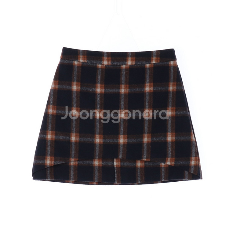 [M]마가린핑거스 네이비 카멜 체크 겨울 미니 스커트--0