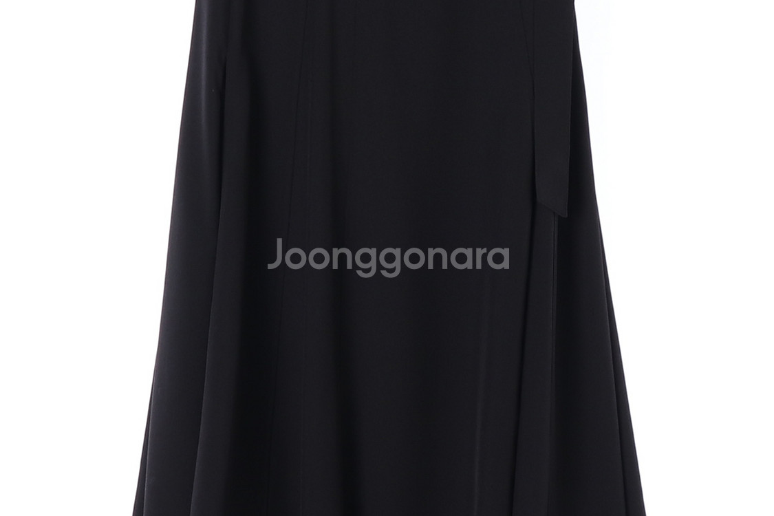 [S]쉬즈미스 블랙 사이드 벨트 롱 플레어스커트 치마--2