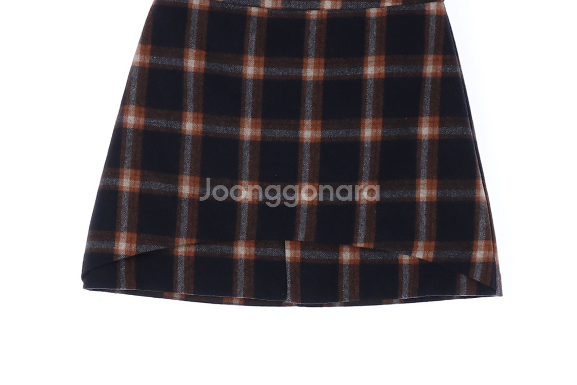 [M]마가린핑거스 네이비 카멜 체크 겨울 미니 스커트--2
