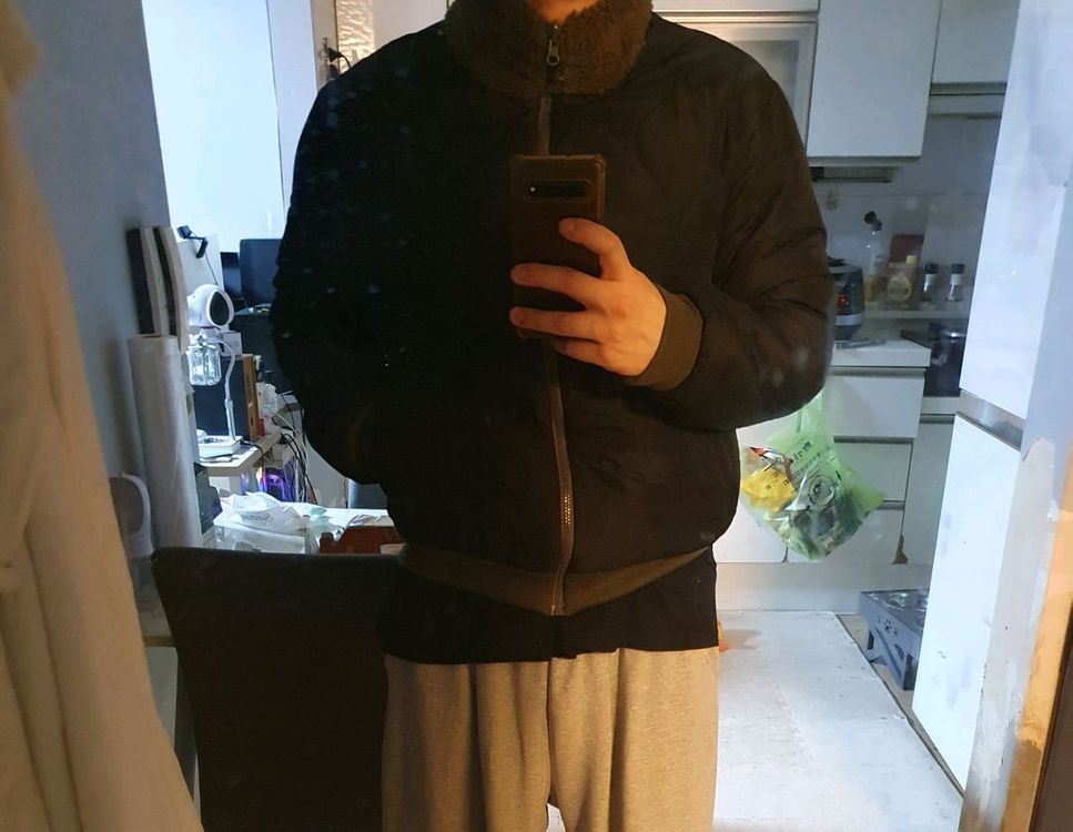 착샷* 양면 퍼 후리스 점퍼 블랙+카키)105--1