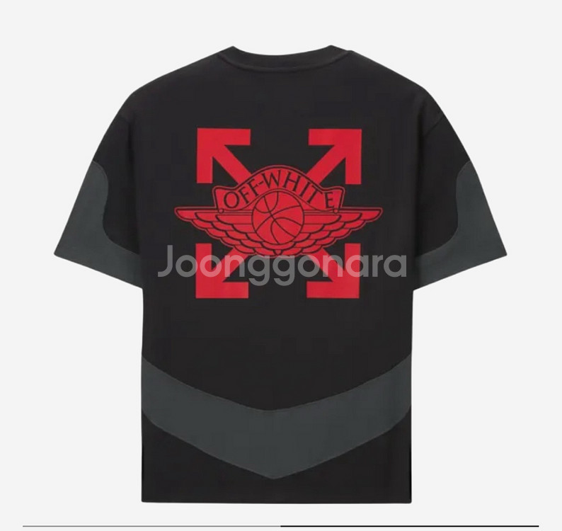 조던 x 오프화이트 티셔츠 블랙 US S 사이즈--1