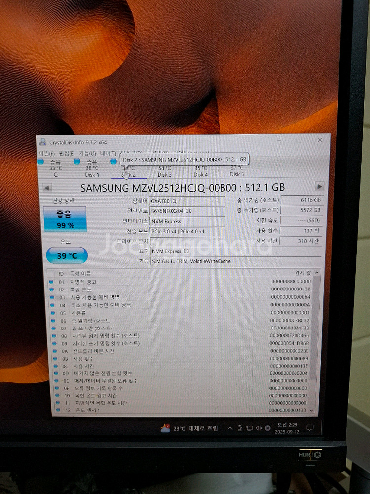 삼성 PM9A1 M.2 NVME SSD 512GB--8