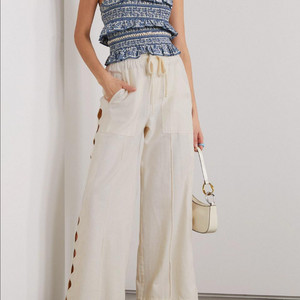 씨뉴욕 펀칭 트임 와이드 밴딩 팬츠 바지 휴양지여행룩