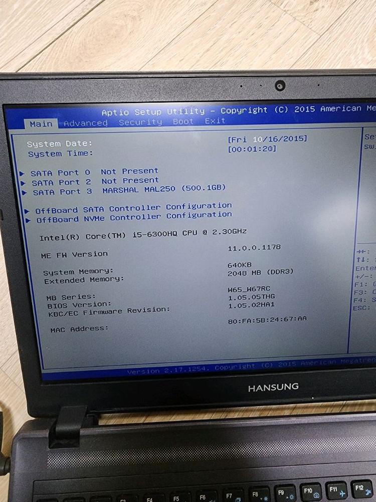 한성노트북 p56 부품용으로 팝니다--3