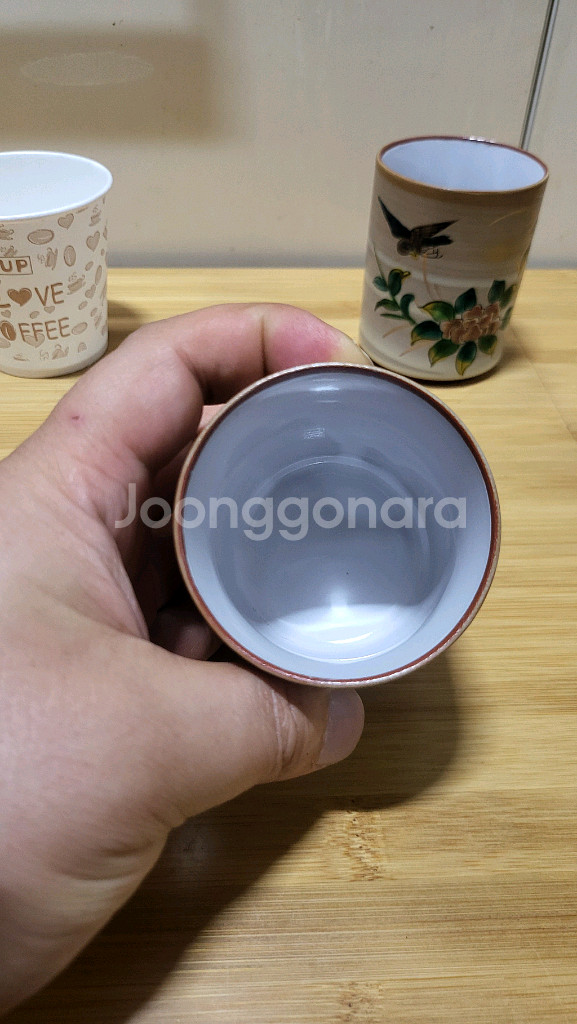 엔틱, 레트로) 부부, 커플용 구곡도자기 잔 2점 일괄--5