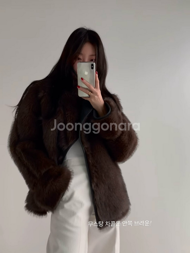 (bronn) 브룬 리버시블 무스탕 한번 착용 차콜--5