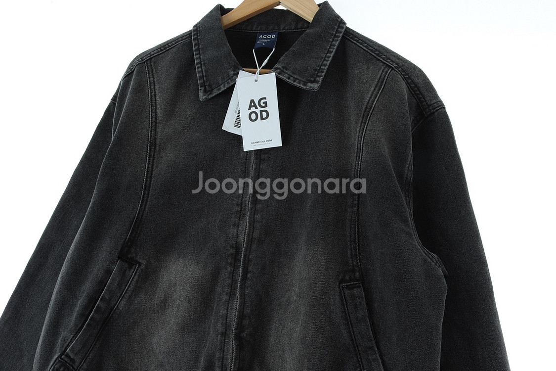 (L-XL) 브랜드빈티지 집업 바람막이 점퍼자켓 흑청--5
