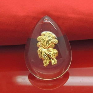 새 금붕어 24K 순금 크리스탈 공예 황금 목걸이 금