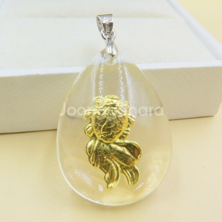 새 금붕어 24K 순금 크리스탈 공예 황금 목걸이 금--1