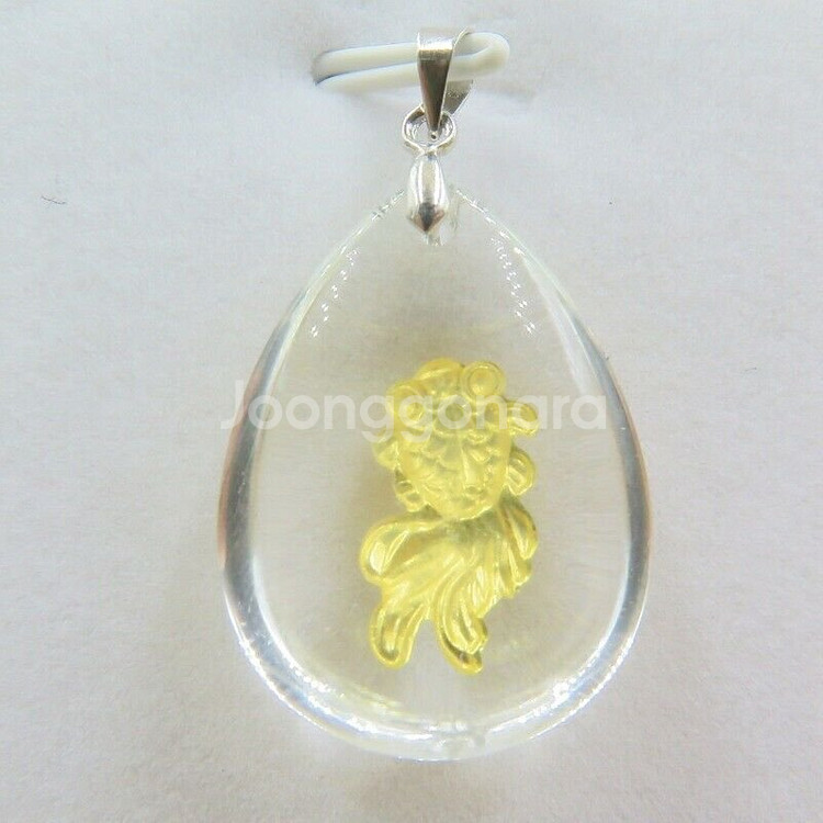 새 금붕어 24K 순금 크리스탈 공예 황금 목걸이 금--5