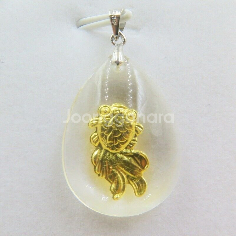 새 금붕어 24K 순금 크리스탈 공예 황금 목걸이 금--3