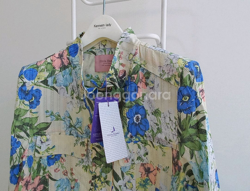 올리비아 하슬러 봄 가을 점퍼 85사이즈 플라워 패턴--0