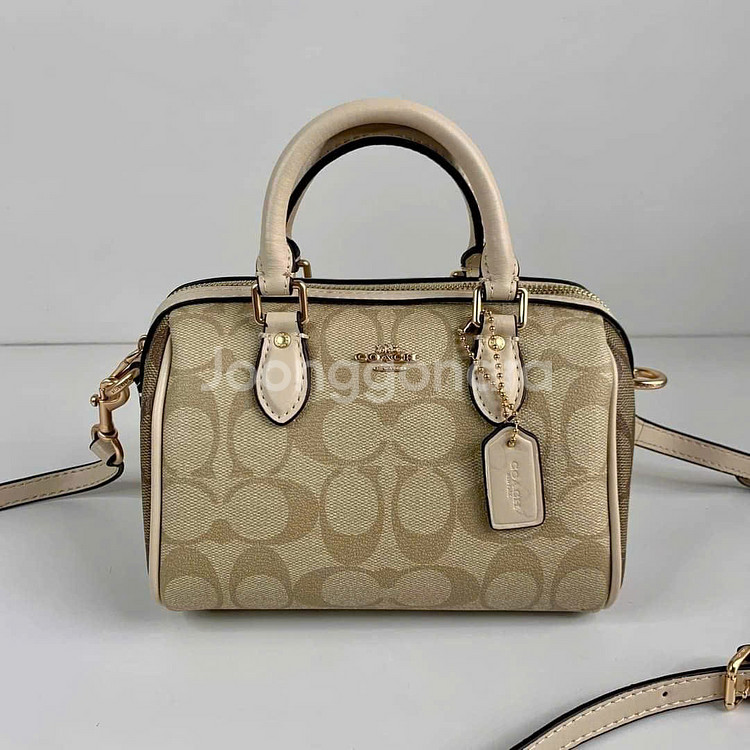 코치 미니 로완 사첼인 블록 시그니쳐 캔버스 크로스바디--0