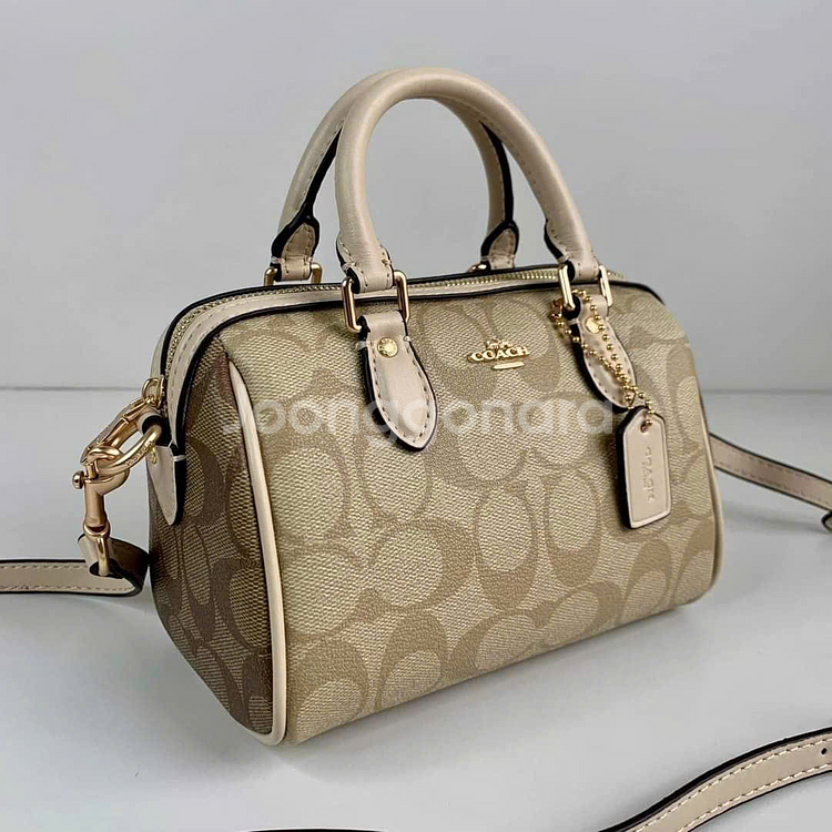 코치 미니 로완 사첼인 블록 시그니쳐 캔버스 크로스바디--2