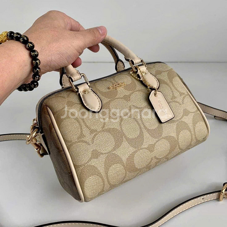 코치 미니 로완 사첼인 블록 시그니쳐 캔버스 크로스바디--5