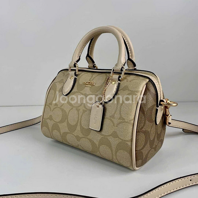 코치 미니 로완 사첼인 블록 시그니쳐 캔버스 크로스바디--4