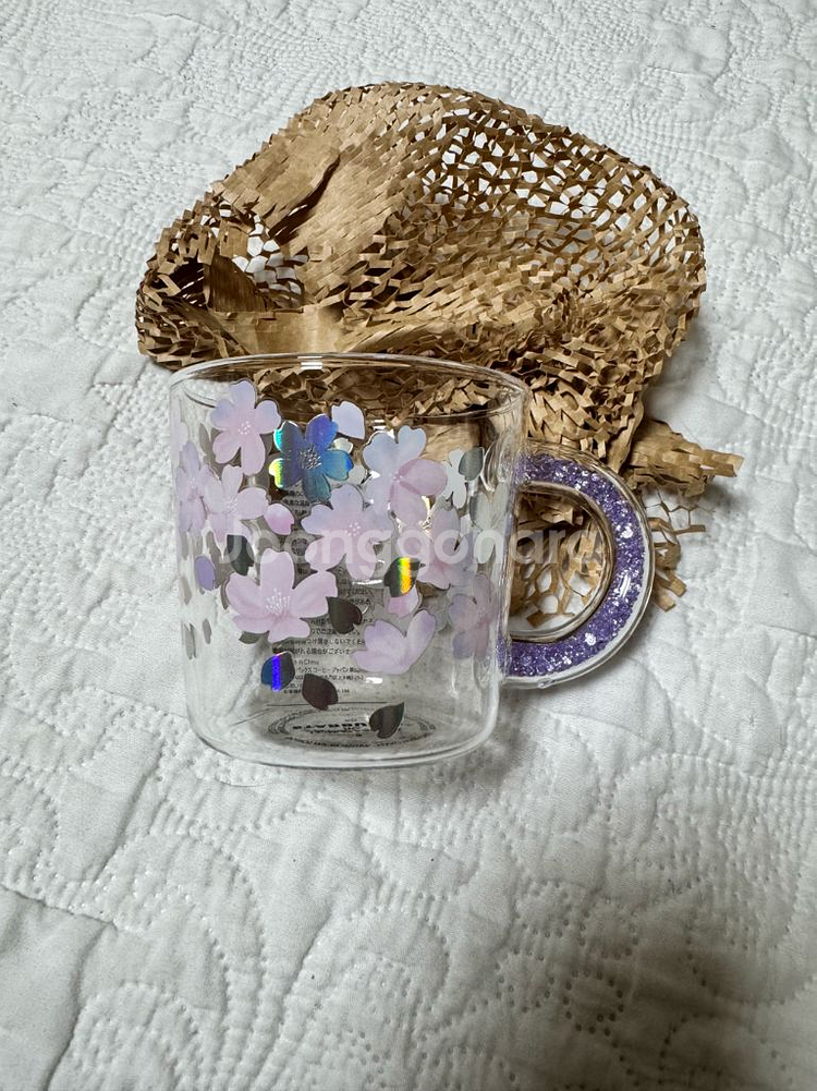 스타벅스 일본 사쿠라 글리터 글라스 컵--0