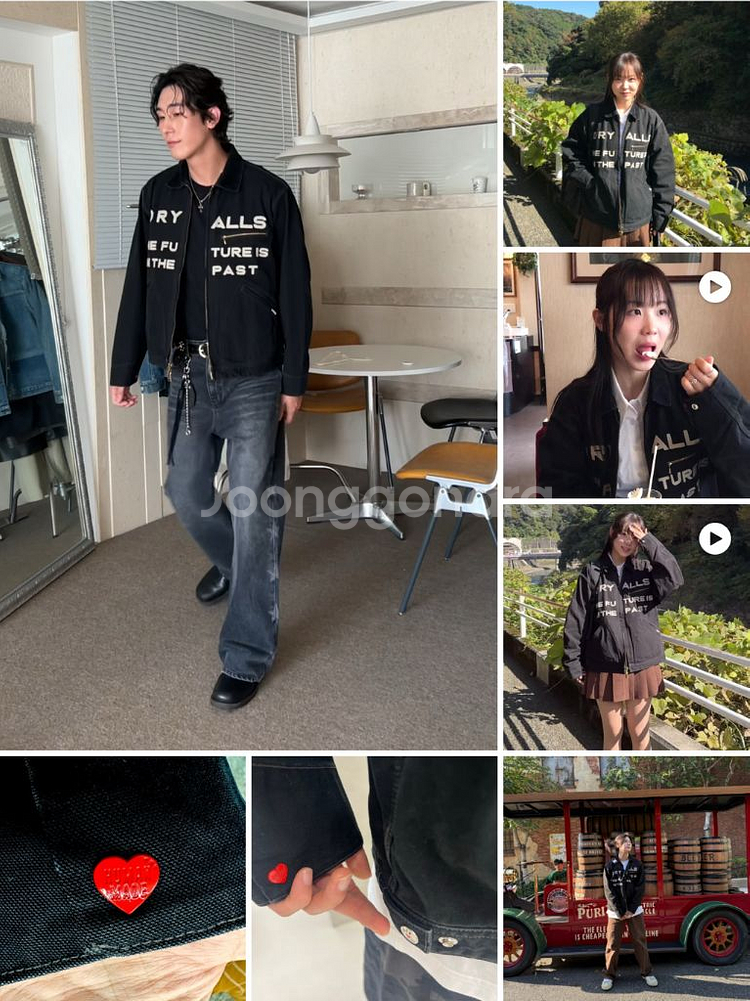 휴먼 메이드 집업 자수 블루종 블랙--7