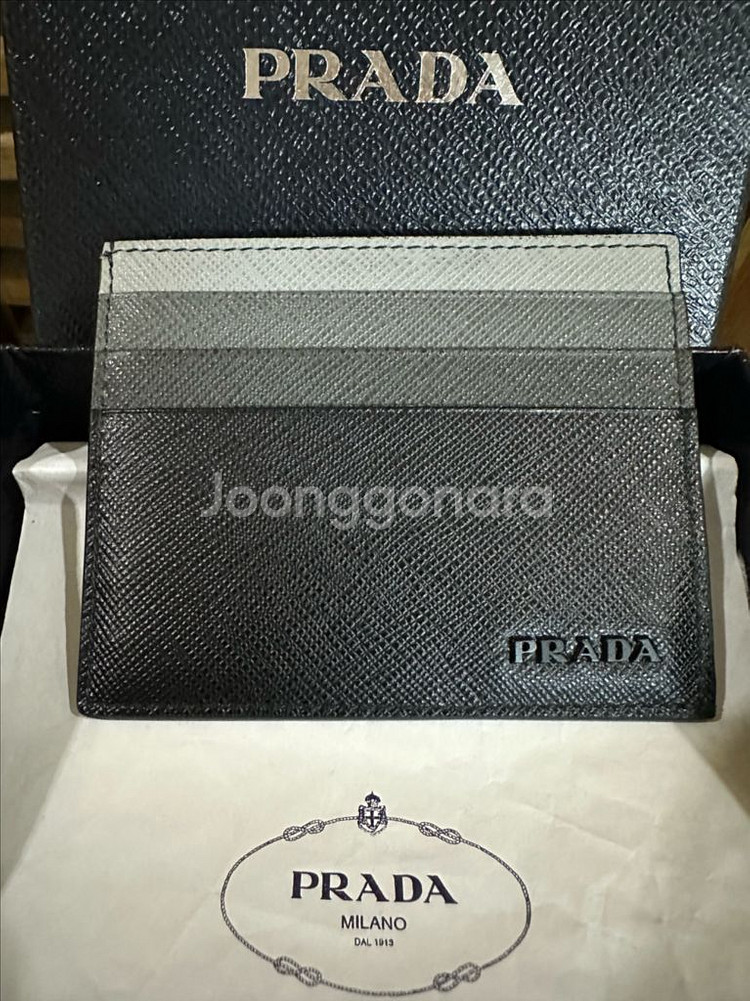 [미사용 정품]프라다 사피아노 가죽 카드홀더--4