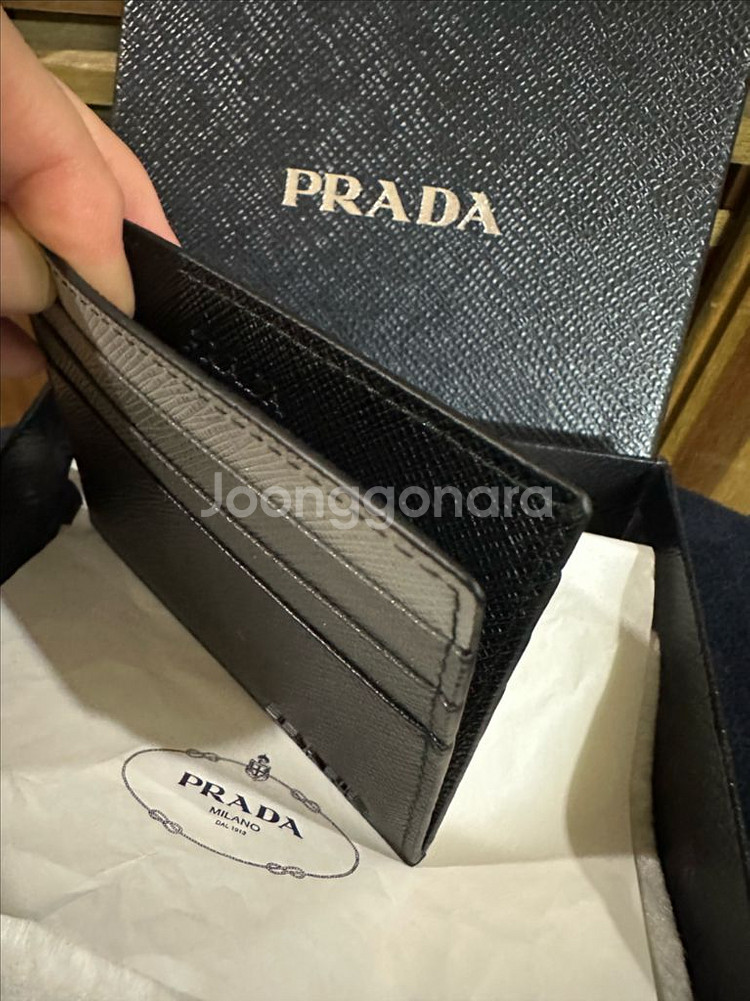 [미사용 정품]프라다 사피아노 가죽 카드홀더--3