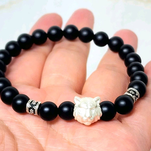 핸드메이드 오닉스 호랑이 팔찌 (호랑이참 999은)