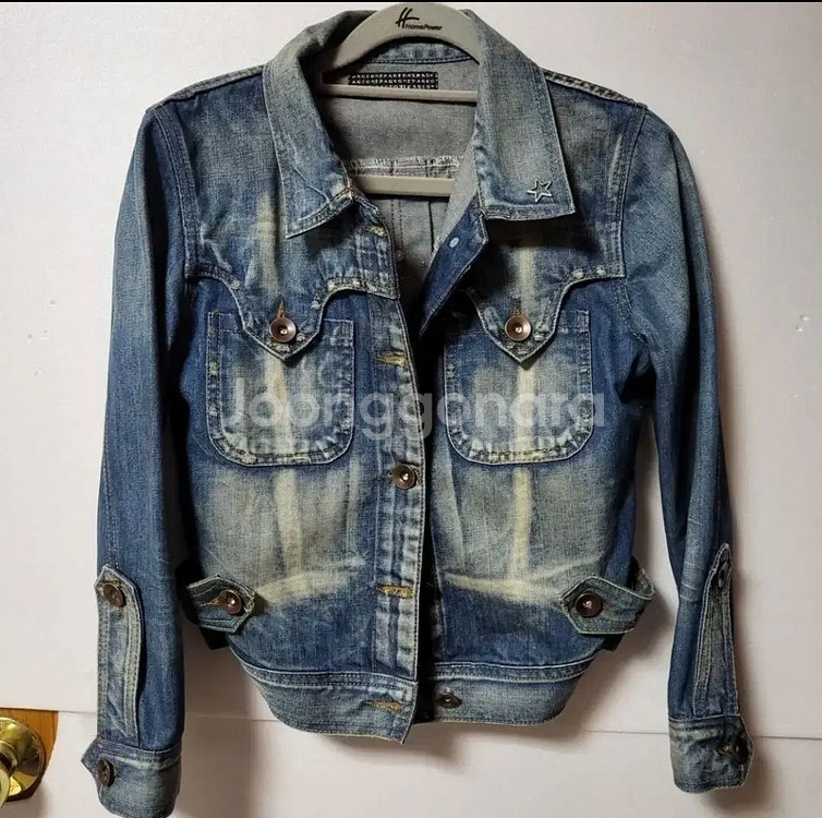 87 ) 너무예쁜 고급 워싱 빈티지 100%코튼 청자켓--0