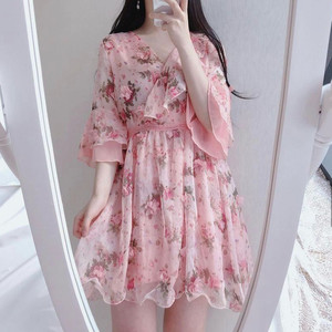 쉬폰 미니 원피스