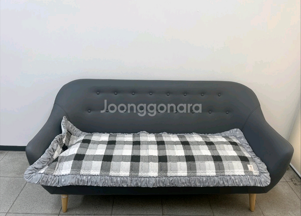 2인용 회색 소파(덮개 포함)--0