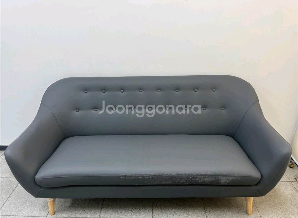 2인용 회색 소파(덮개 포함)--1