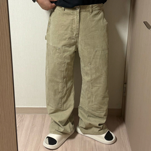 정품 감마갤러리 와이드 더블니 카펜터 워크팬츠 베이지