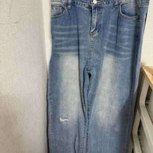 빅사이즈 찢청 와이드청바지