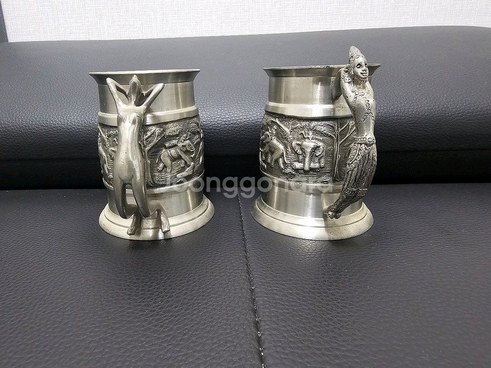 태국 빈티지 주석(Pewter) 머그잔--2