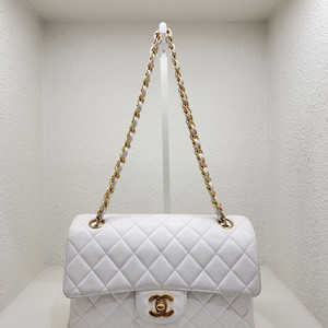 샤넬 양면 플랩 숄더 화이트 금장 #3