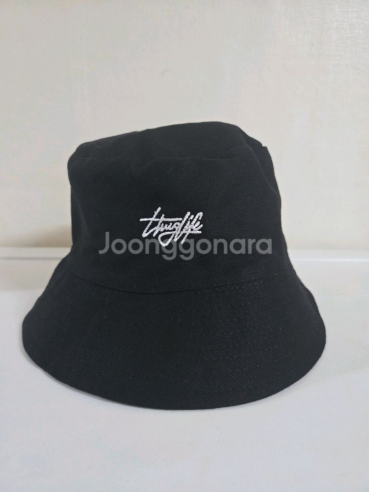 자수 양면 버킷햇 벙거지 모자 블랙 F 새상품--1